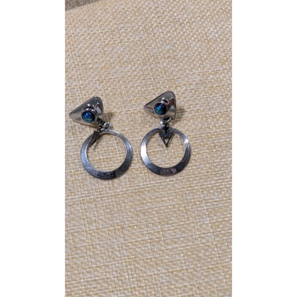 Silvertoned drop pierced earrings